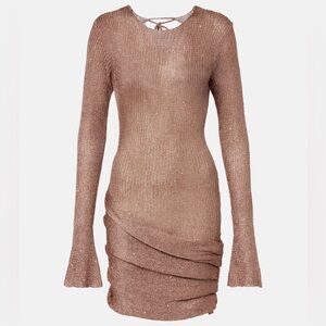 BANANHOT Jones sequined draped minidress taupe XS-S